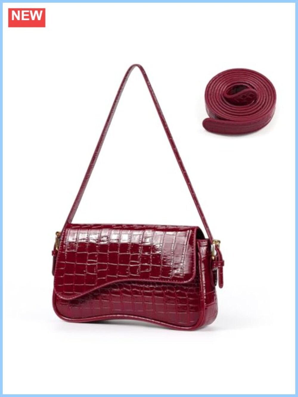 PU Leather Hobo Shoulder Bag Crossbody Clutch Purse with Adjustable Strap